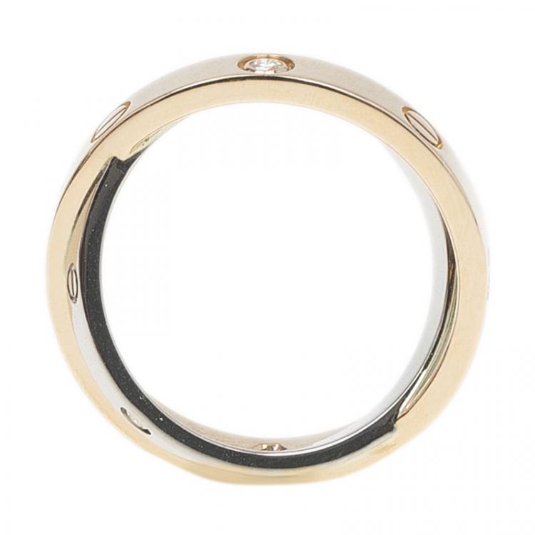 Pre Owned Cartier Love 6 Diamonds Rose and White Double Band Ring Size 50