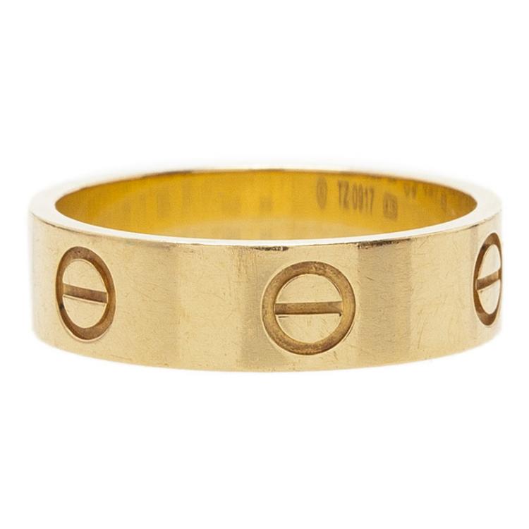 Pre Owned Cartier Love Yellow Gold Band Ring  Size 56