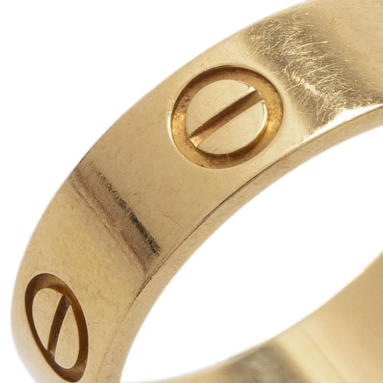 Pre Owned Cartier Love Yellow Gold Band Ring  Size 56