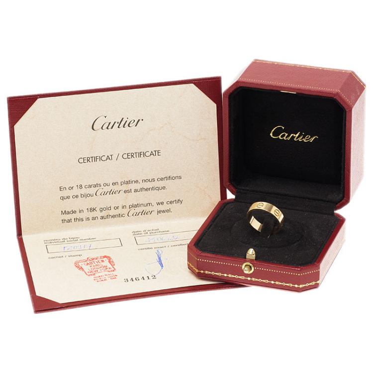 Pre Owned Cartier Love Yellow Gold Band Ring  Size 56