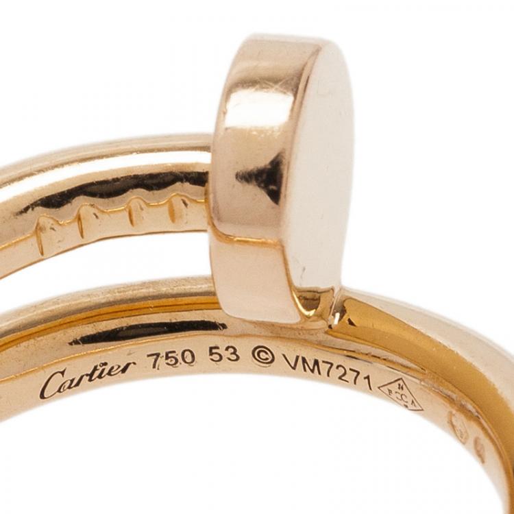 Pre Owned Cartier Juste Un Clou  Rose Gold Ring Size 53
