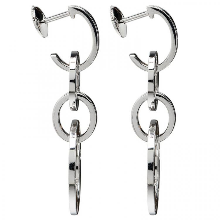 Pre Owned Cartier Love Diamond White Gold Dangling Earrings