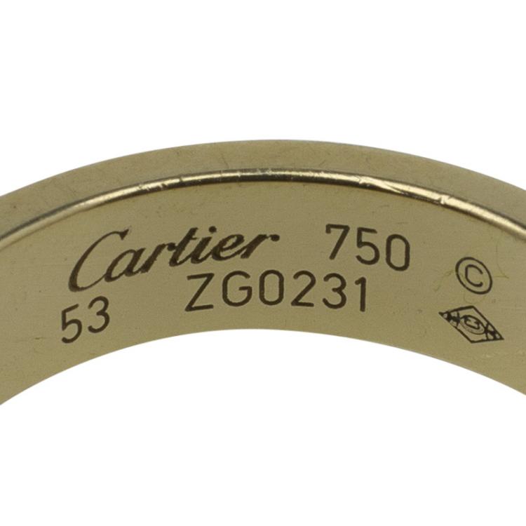 Pre Owned Cartier Love Diamond Paved Yellow Gold Wedding Band Ring Size 53