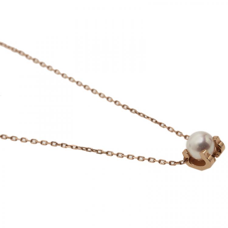 Pre Owned Cartier C de Cartier Pearl Rose Gold Necklace