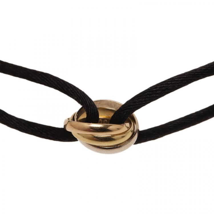 Cartier Trinity Three Tone Gold Black String Bracelet Cartier TLC