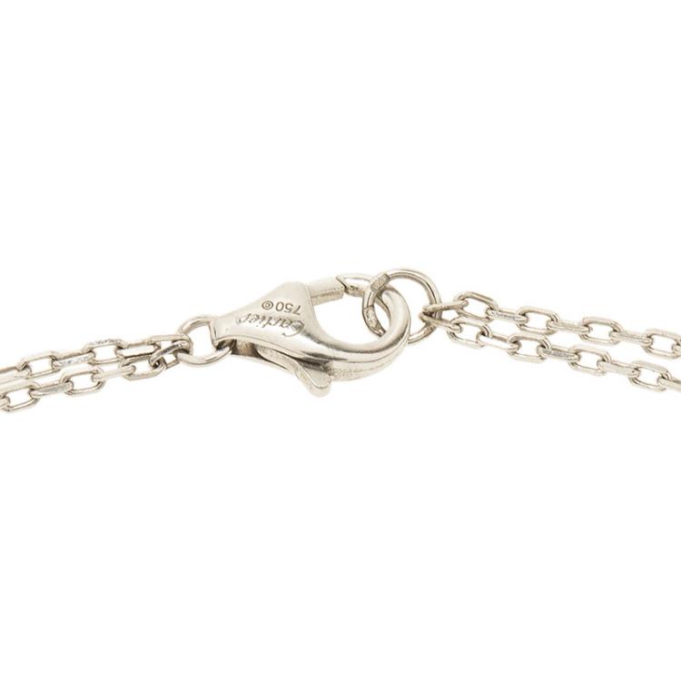 Pre Owned Cartier Love 3 Hoops White and Rose Gold Diamond Necklace