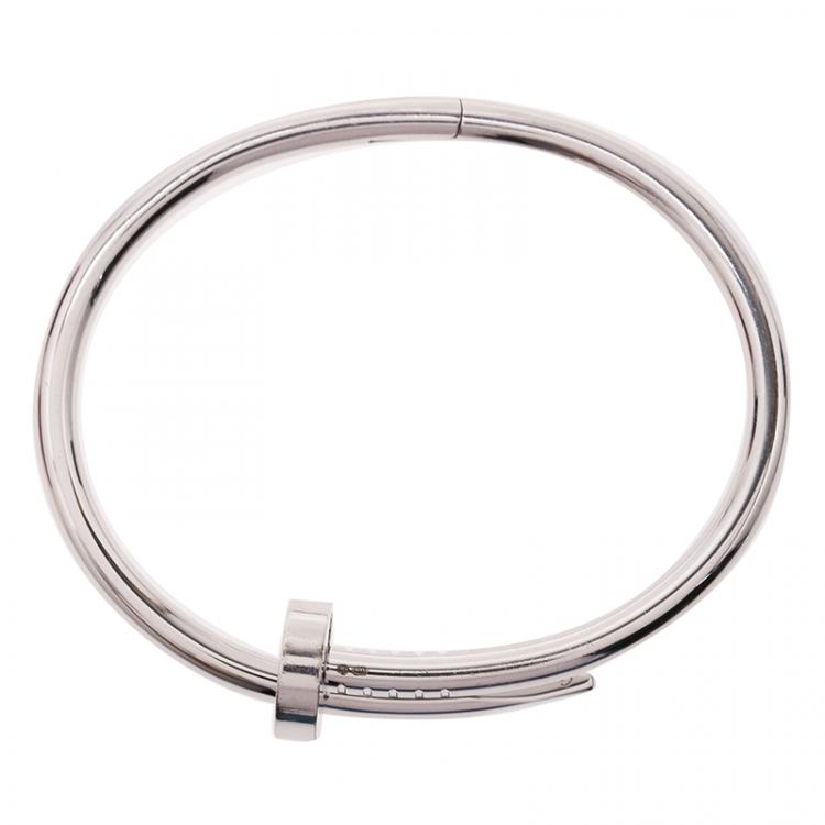 Pre Owned Cartier Juste Un Clou White Gold Bracelet Size 15