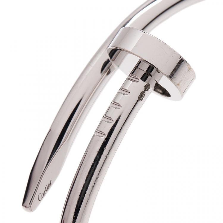 Pre Owned Cartier Juste Un Clou White Gold Bracelet Size 15