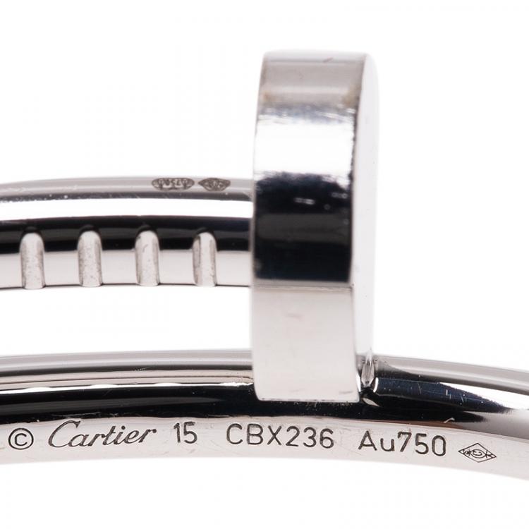 Pre Owned Cartier Juste Un Clou White Gold Bracelet Size 15