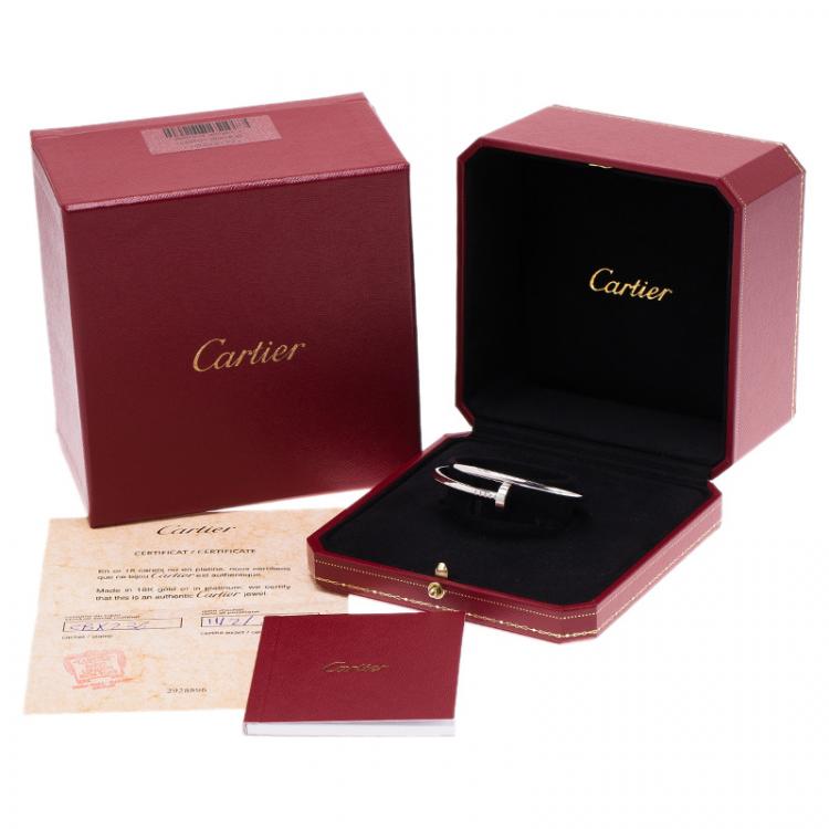 Pre Owned Cartier Juste Un Clou White Gold Bracelet Size 15