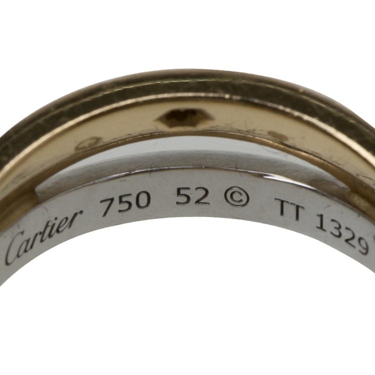 Pre Owned Cartier Love Diamond Paved White and Rose Gold Ring Size 52