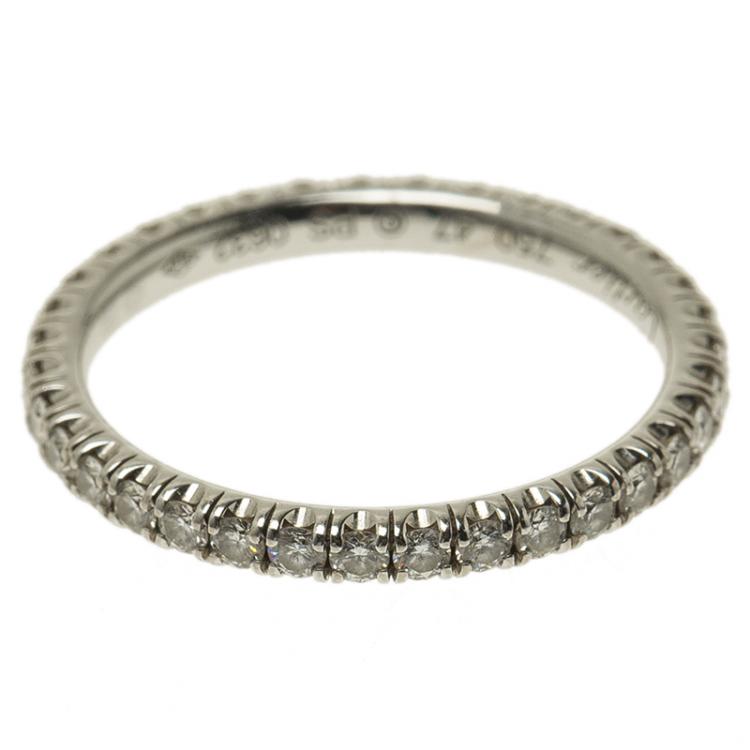 مملوكة مسبقًا Cartier Diamond Paved White Gold Wedding Band Ring Size 47