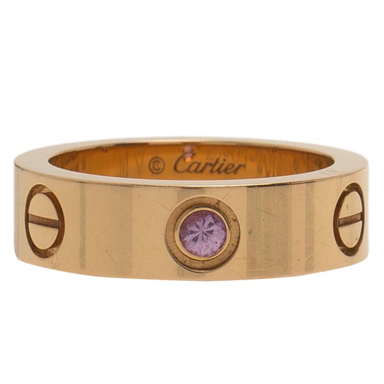 Pre Owned Cartier Love Sapphire Rose Gold Ring Size 52