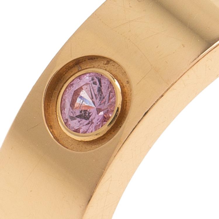Pre Owned Cartier Love Sapphire Rose Gold Ring Size 52