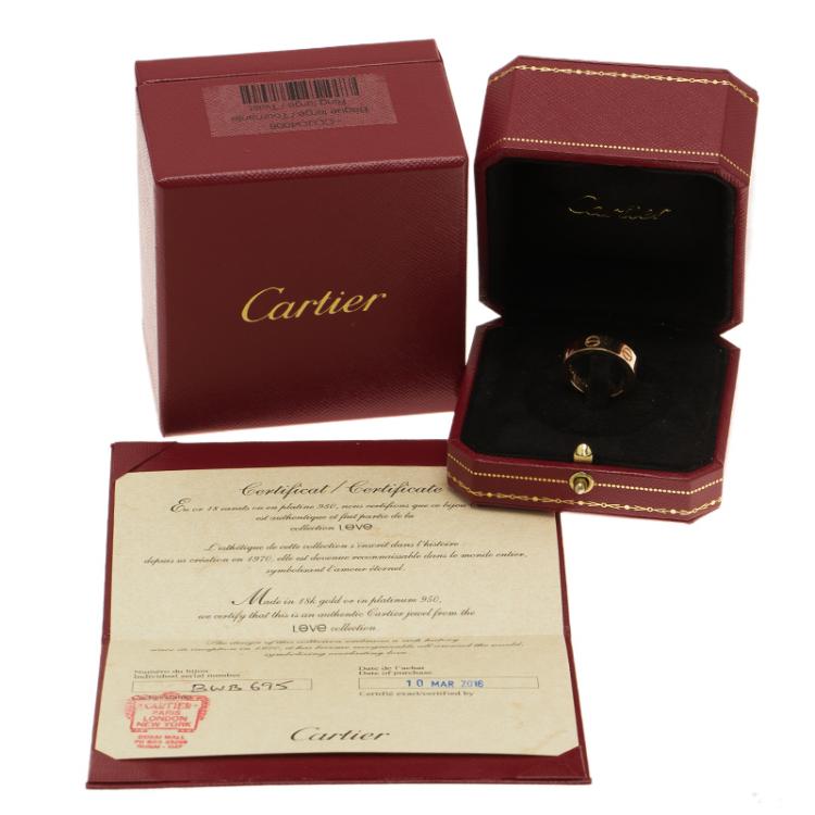 Pre Owned Cartier Love Sapphire Rose Gold Ring Size 52
