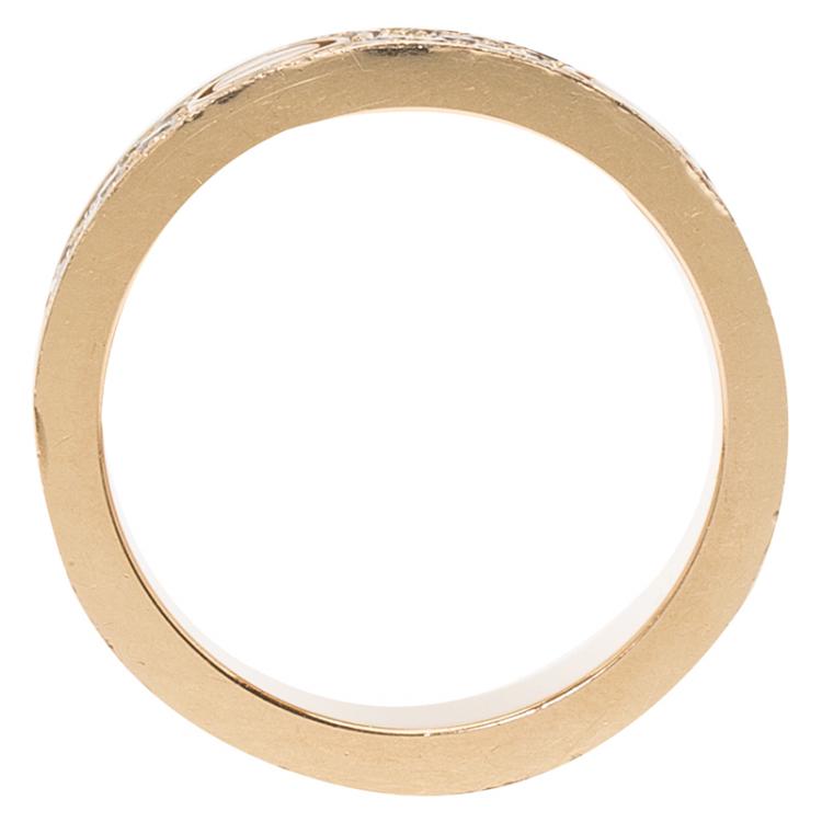 Pre Owned Cartier Love Diamond Rose Gold Band Ring Size 55