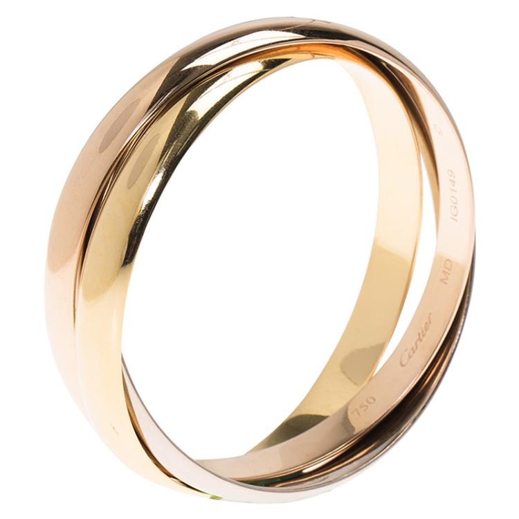 Pre Owned Cartier Trinity De Cartier Three Tone Gold Bangle Bracelet 20cm