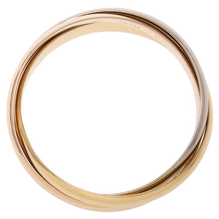 Pre Owned Cartier Trinity De Cartier Three Tone Gold Bangle Bracelet 20cm