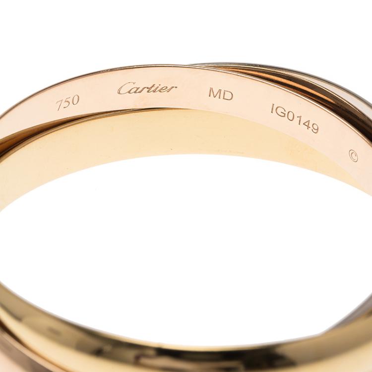 Pre Owned Cartier Trinity De Cartier Three Tone Gold Bangle Bracelet 20cm