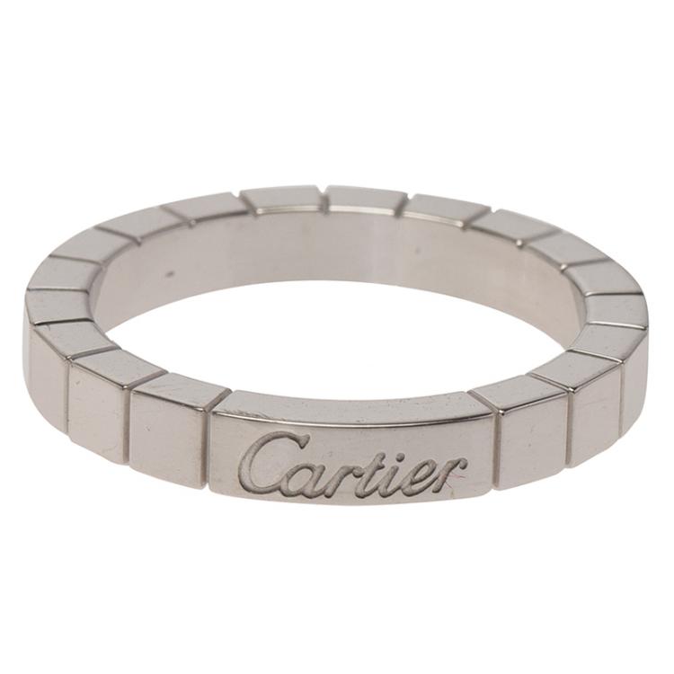 Pre Owned Cartier Lanières White Gold Band Ring Size 53