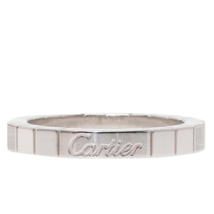 Pre Owned Cartier Lanières White Gold Band Ring Size 53