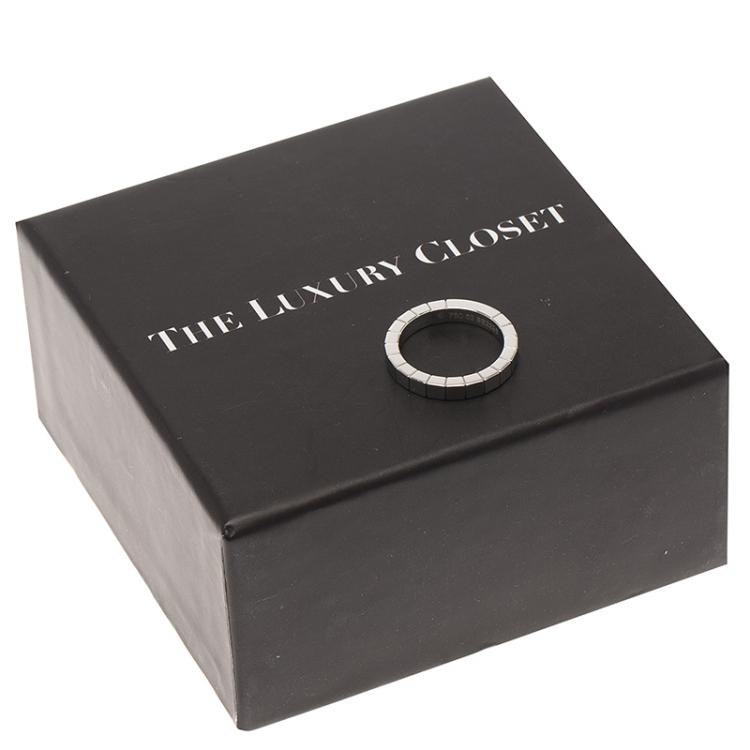 Pre Owned Cartier Lanières White Gold Band Ring Size 53