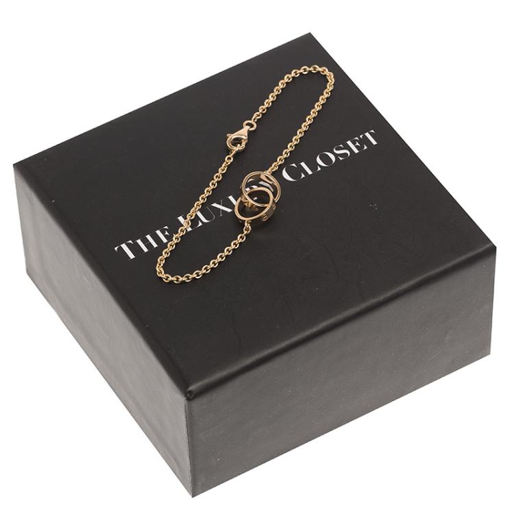 Pre Owned Cartier Love 2 Hoops Rose Gold Bracelet Size 17