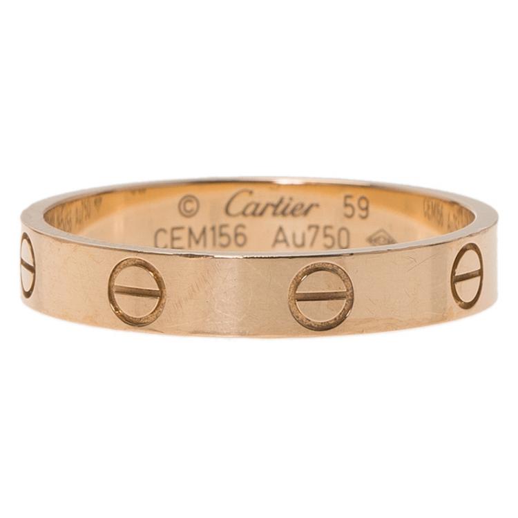 Pre Owned Cartier Love 18K Rose Gold Wedding Band Ring Size 59