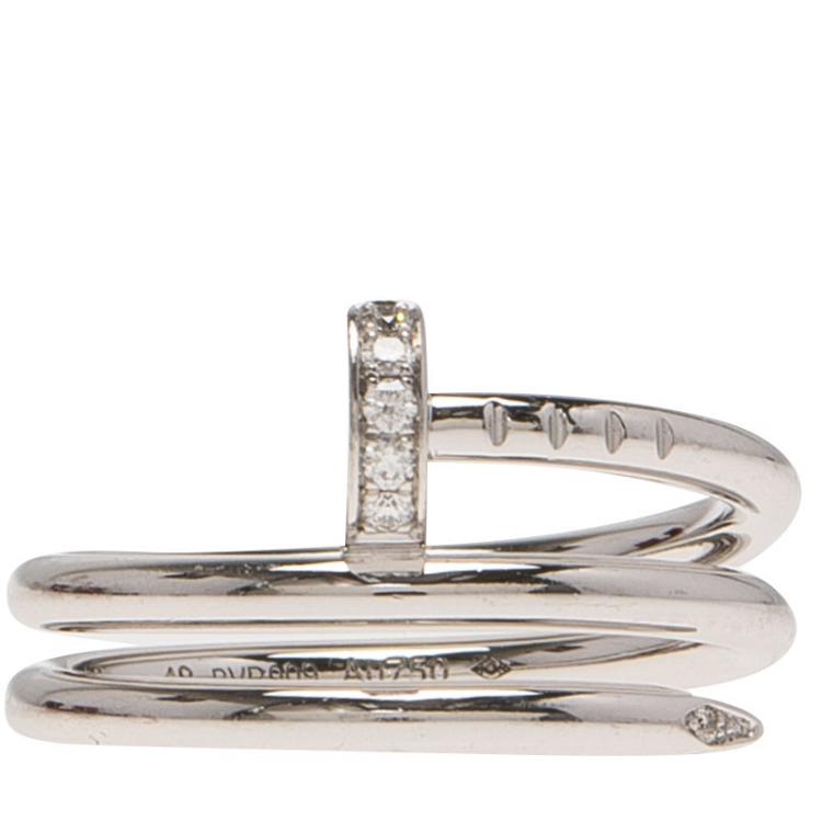 Pre Owned Cartier Juste Un Clou Diamond White Gold Ring Size 48
