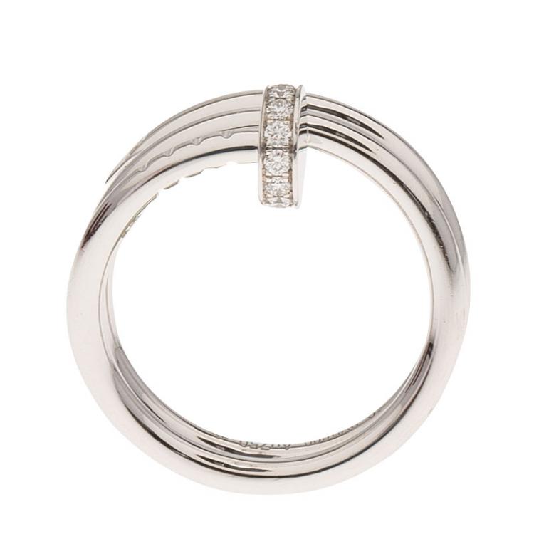 Pre Owned Cartier Juste Un Clou Diamond White Gold Ring Size 48