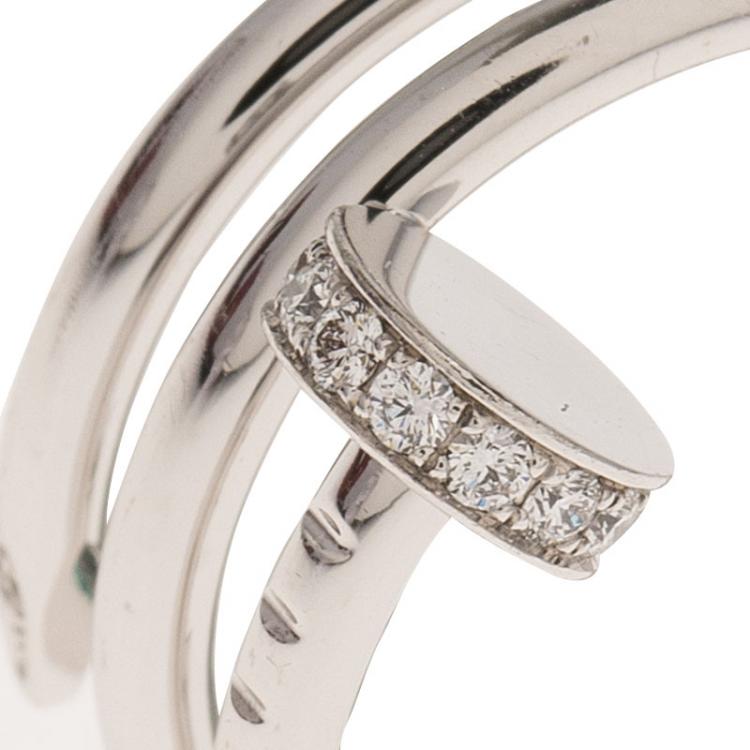 Pre Owned Cartier Juste Un Clou Diamond White Gold Ring Size 48