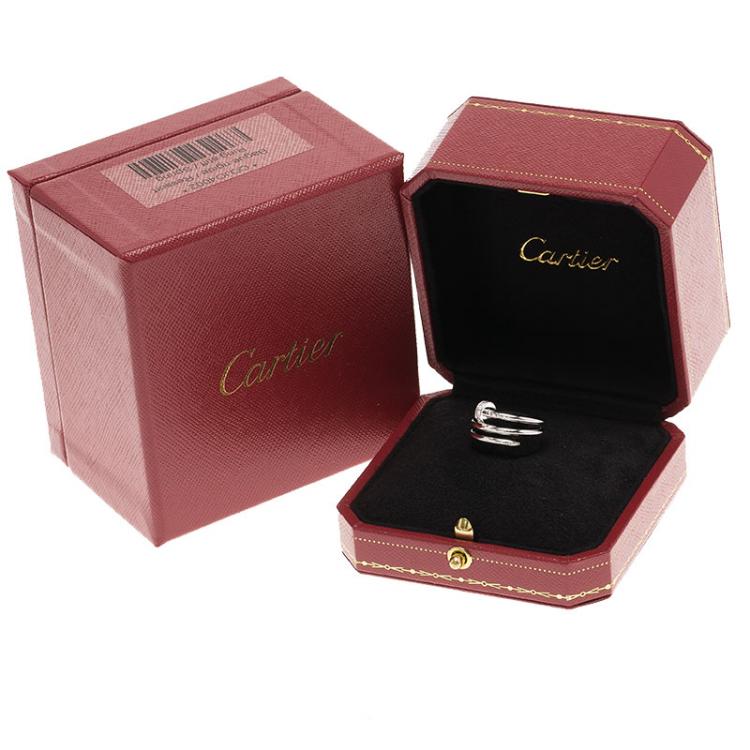 Pre Owned Cartier Juste Un Clou Diamond White Gold Ring Size 48