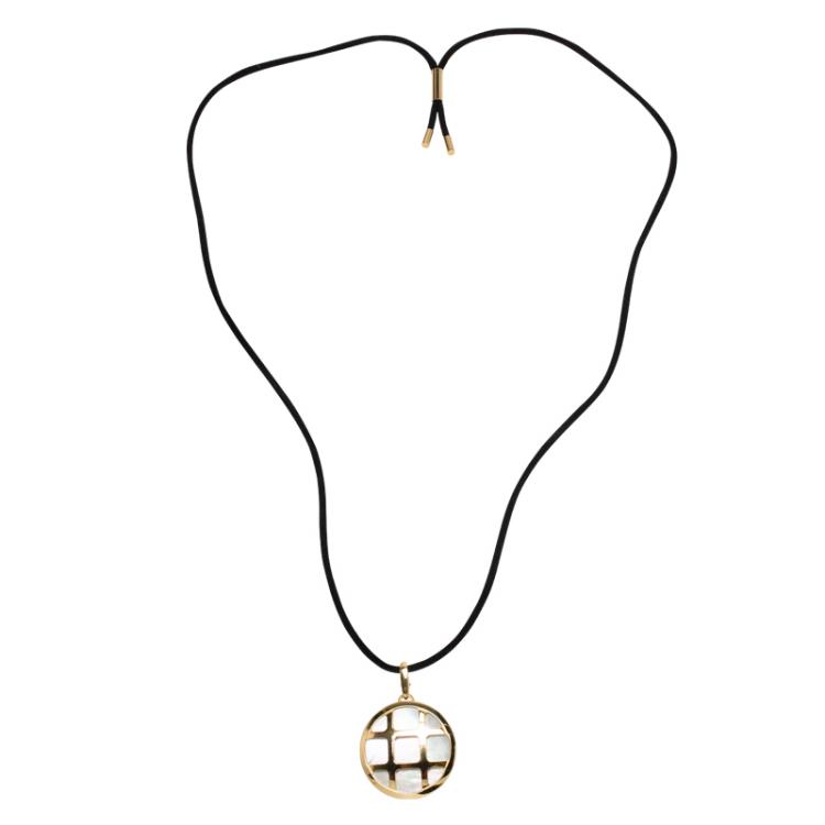 Pre Owned Cartier Pasha Mother Of Pearl Yellow Gold Pendant Necklace