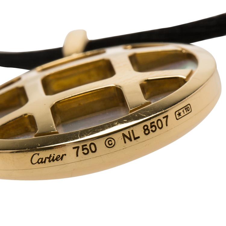 Pre Owned Cartier Pasha Mother Of Pearl Yellow Gold Pendant Necklace