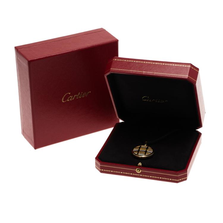 Pre Owned Cartier Pasha Mother Of Pearl Yellow Gold Pendant Necklace