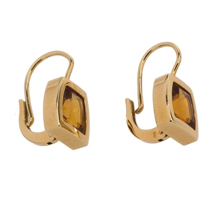 Pre Owned Cartier Citrine Yellow Gold Earrings