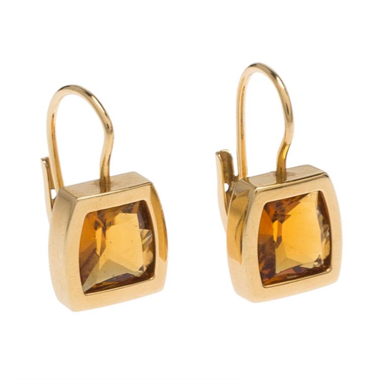 Pre Owned Cartier Citrine Yellow Gold Earrings
