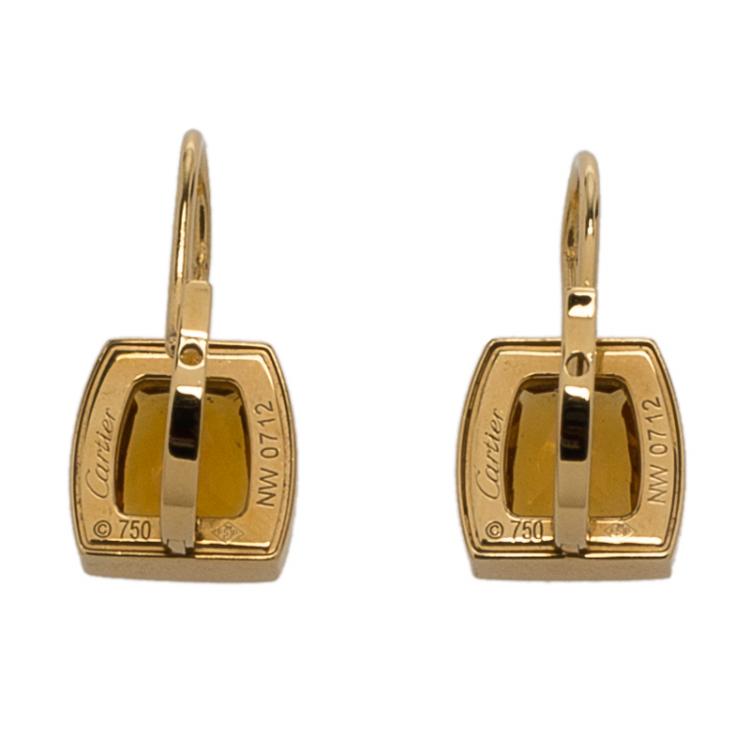 Pre Owned Cartier Citrine Yellow Gold Earrings