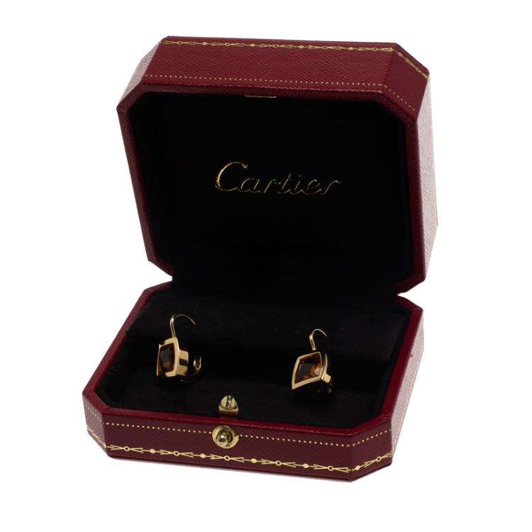Pre Owned Cartier Citrine Yellow Gold Earrings