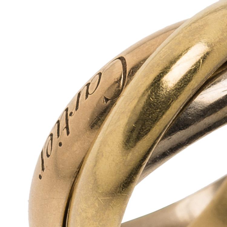 Pre Owned Cartier Trinity 18Kt 3-Tone Gold Ring Size 53