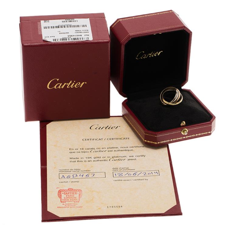 Pre Owned Cartier Trinity 18Kt 3-Tone Gold Ring Size 53