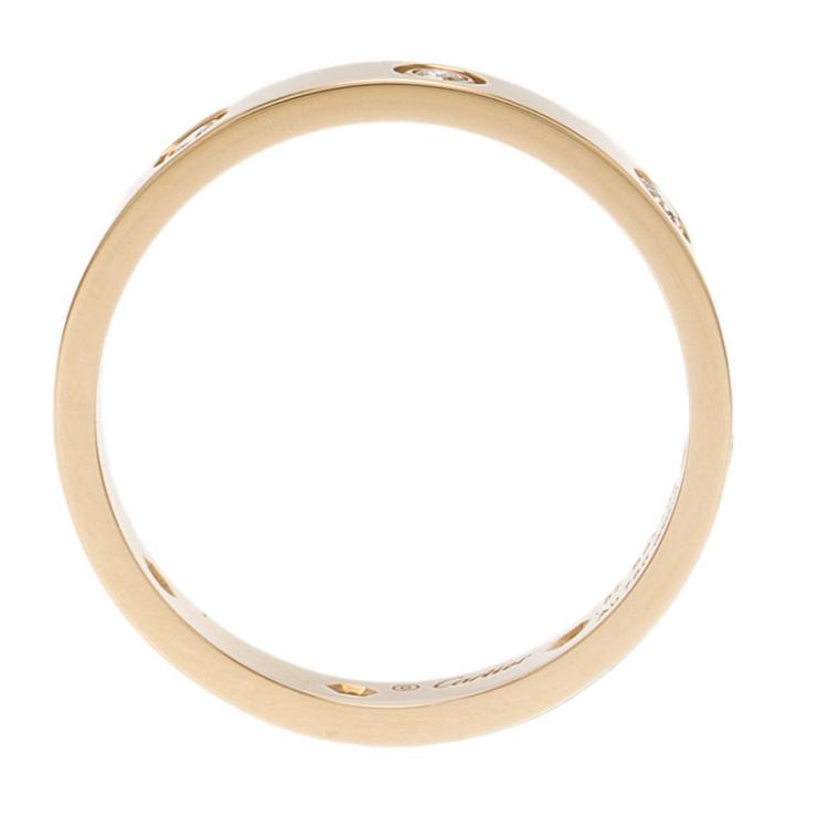Pre Owned Cartier Love Diamonds Rose Gold Wedding Band Ring Size 57