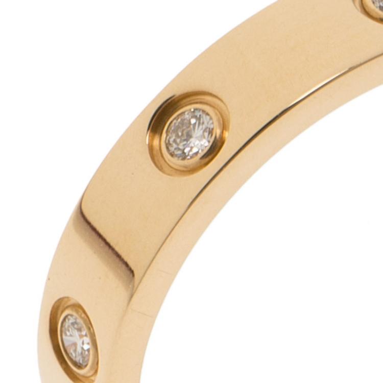Pre Owned Cartier Love Diamonds Rose Gold Wedding Band Ring Size 57