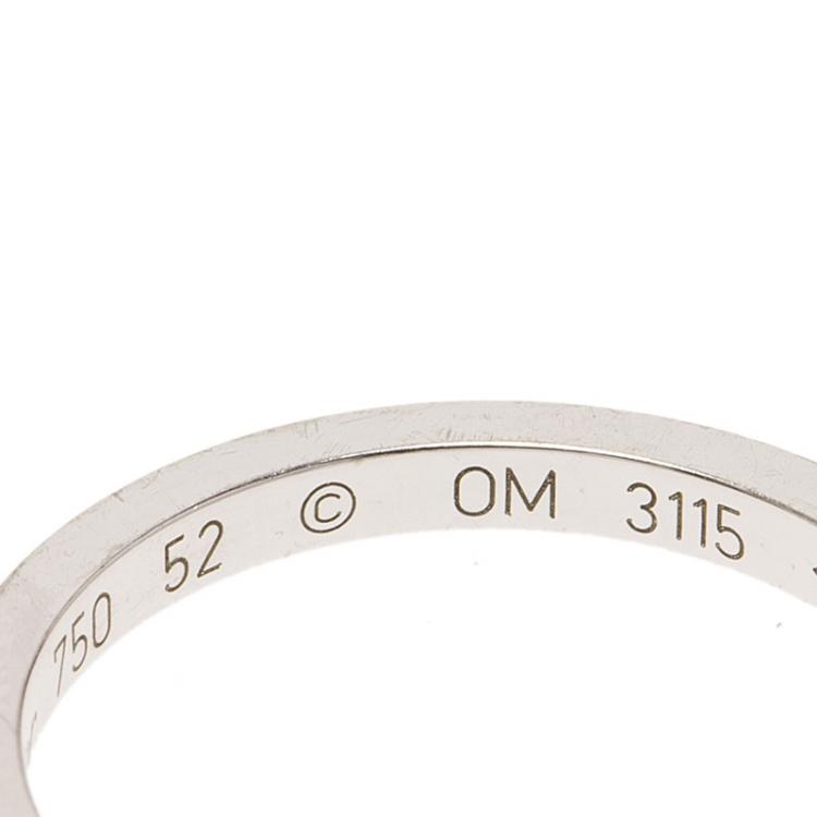 Pre Owned Cartier Hearts & Symbols C Heart Diamond White Gold Ring Size 52