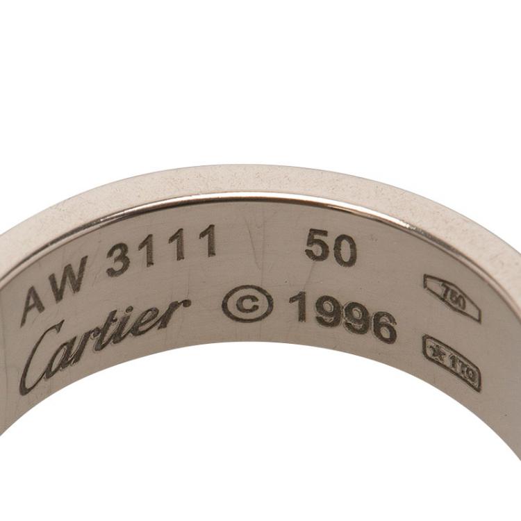 Pre Owned Cartier Vintage Love White Gold Wedding Band Ring Size 50