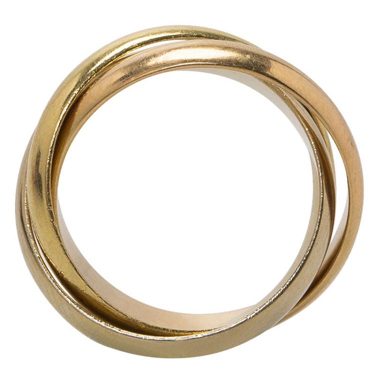 Pre Owned Cartier Vintage Les Must De Cartier Trinity Three Tone 18k Gold Band Ring Size 50 