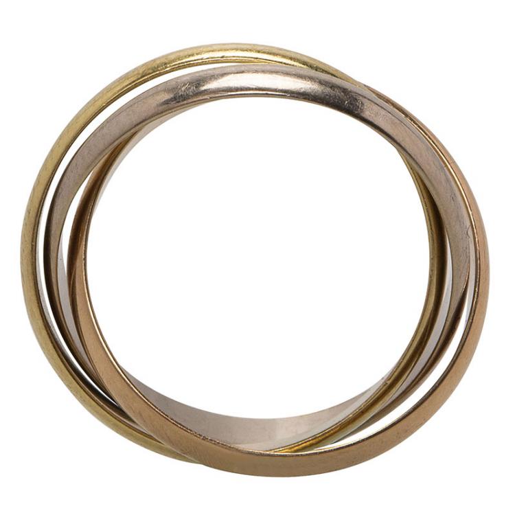 Pre Owned Cartier Trinity De Cartier Three Tone 18k Gold Band Ring Size 47
