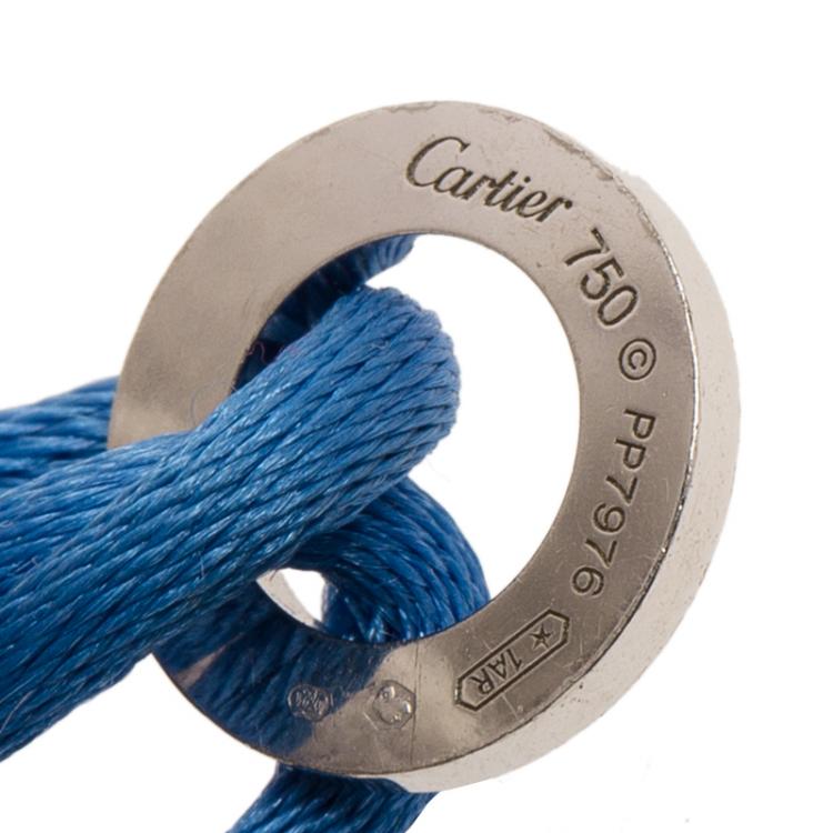 Pre Owned Cartier Love Diamonds White Gold Blue Adjustable Cord Bracelet