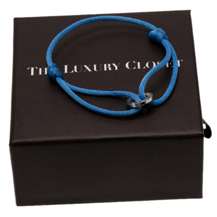 Pre Owned Cartier Love Diamonds White Gold Blue Adjustable Cord Bracelet