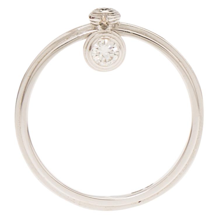 Pre Owned Cartier Diamants Légers De Cartier Diamond & White Gold Ring Size 52
